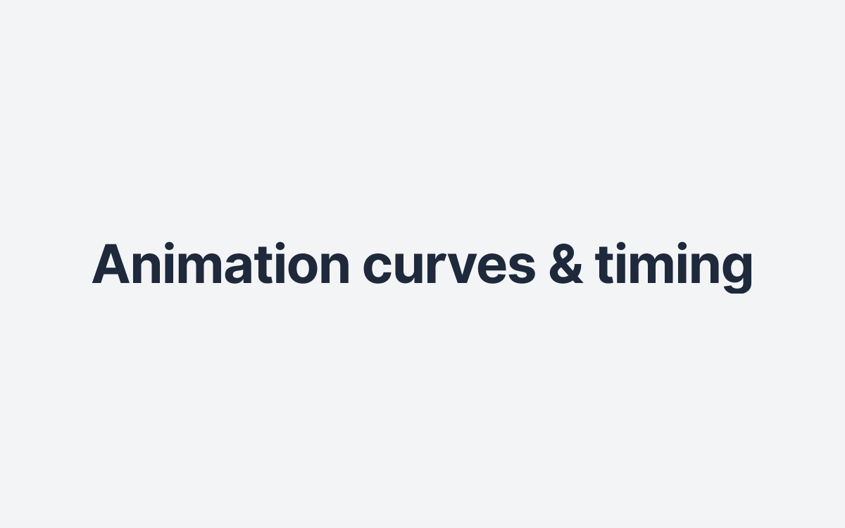 Animation curves & timing